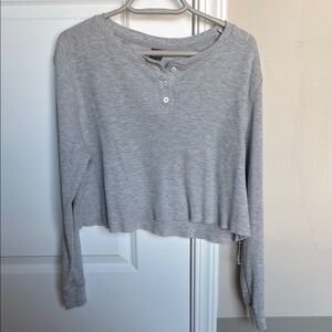 Wild Fable Light Gray Crop Henley Top